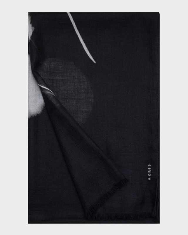 Windflower Print Cashmere-Silk Scarf